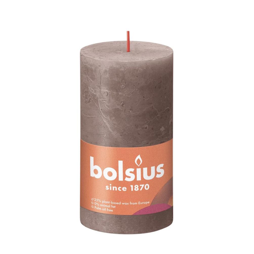Bolsius Rustic Taupe Rustic Shine Pillar Candle 13cm x 7cm £6.29